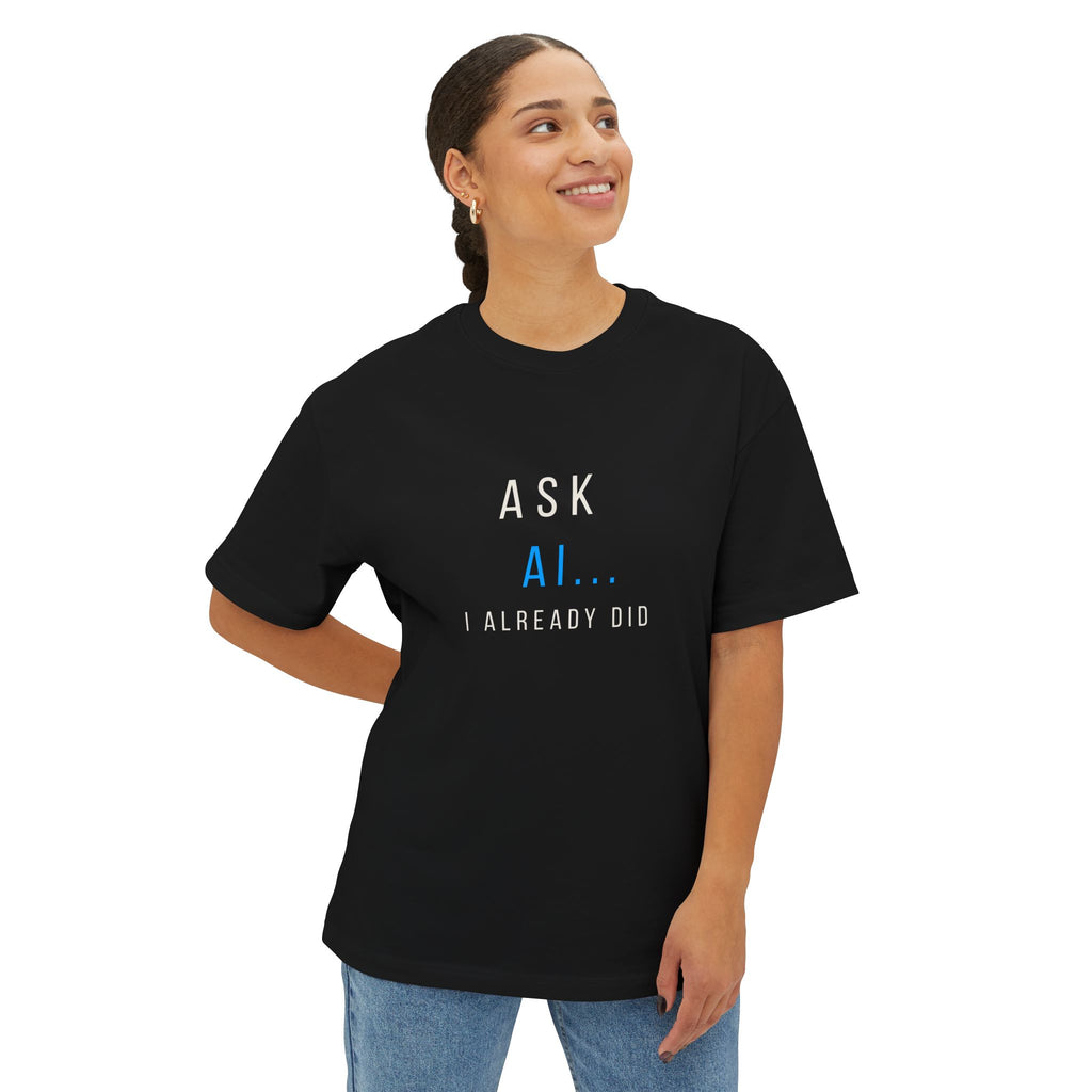 AI... Minimalist Graphic Tee — Oversized Boxy White T‑Shirt