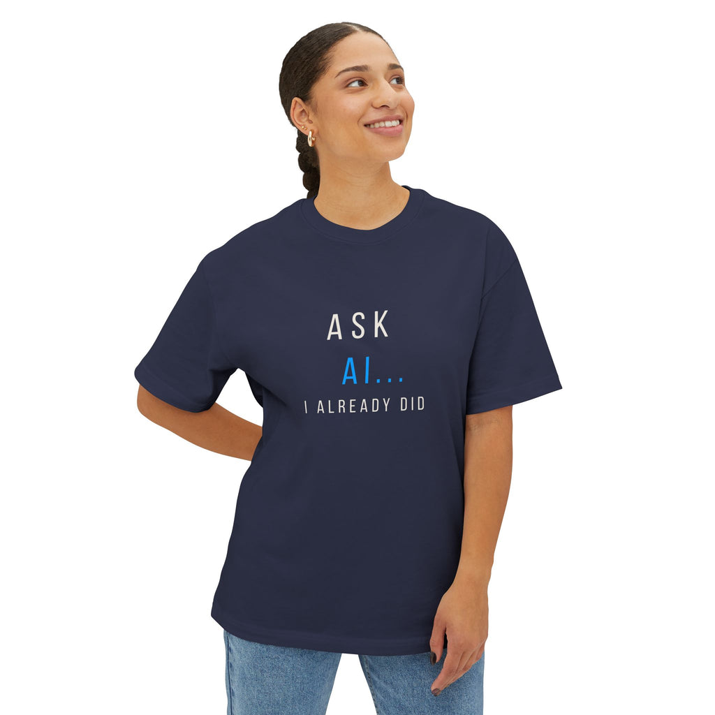 AI... Minimalist Graphic Tee — Oversized Boxy White T‑Shirt