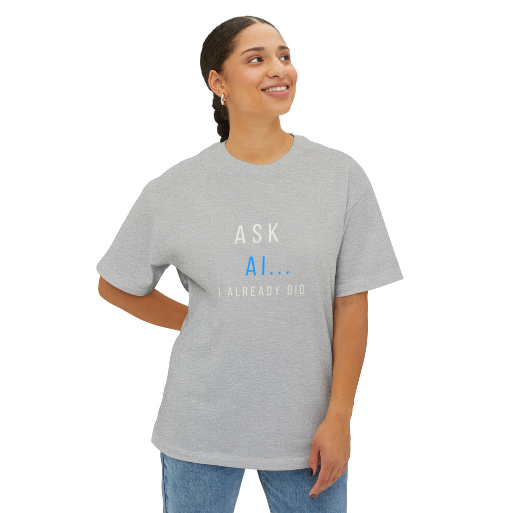 AI... Minimalist Graphic Tee — Oversized Boxy White T‑Shirt