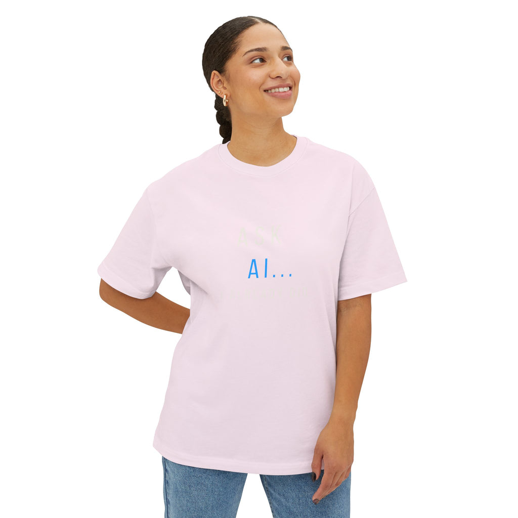 AI... Minimalist Graphic Tee — Oversized Boxy White T‑Shirt