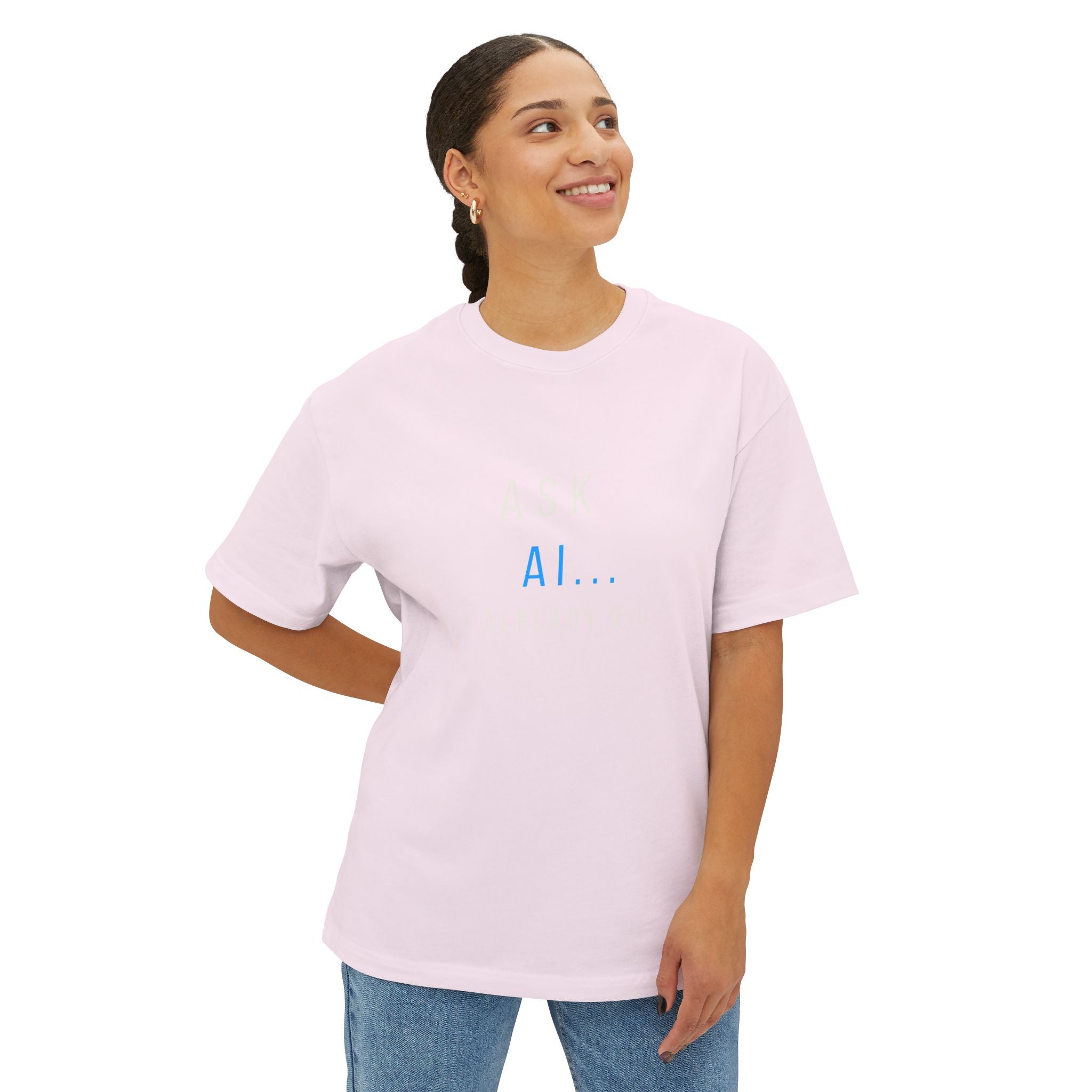 AI... Minimalist Graphic Tee — Oversized Boxy White T‑Shirt