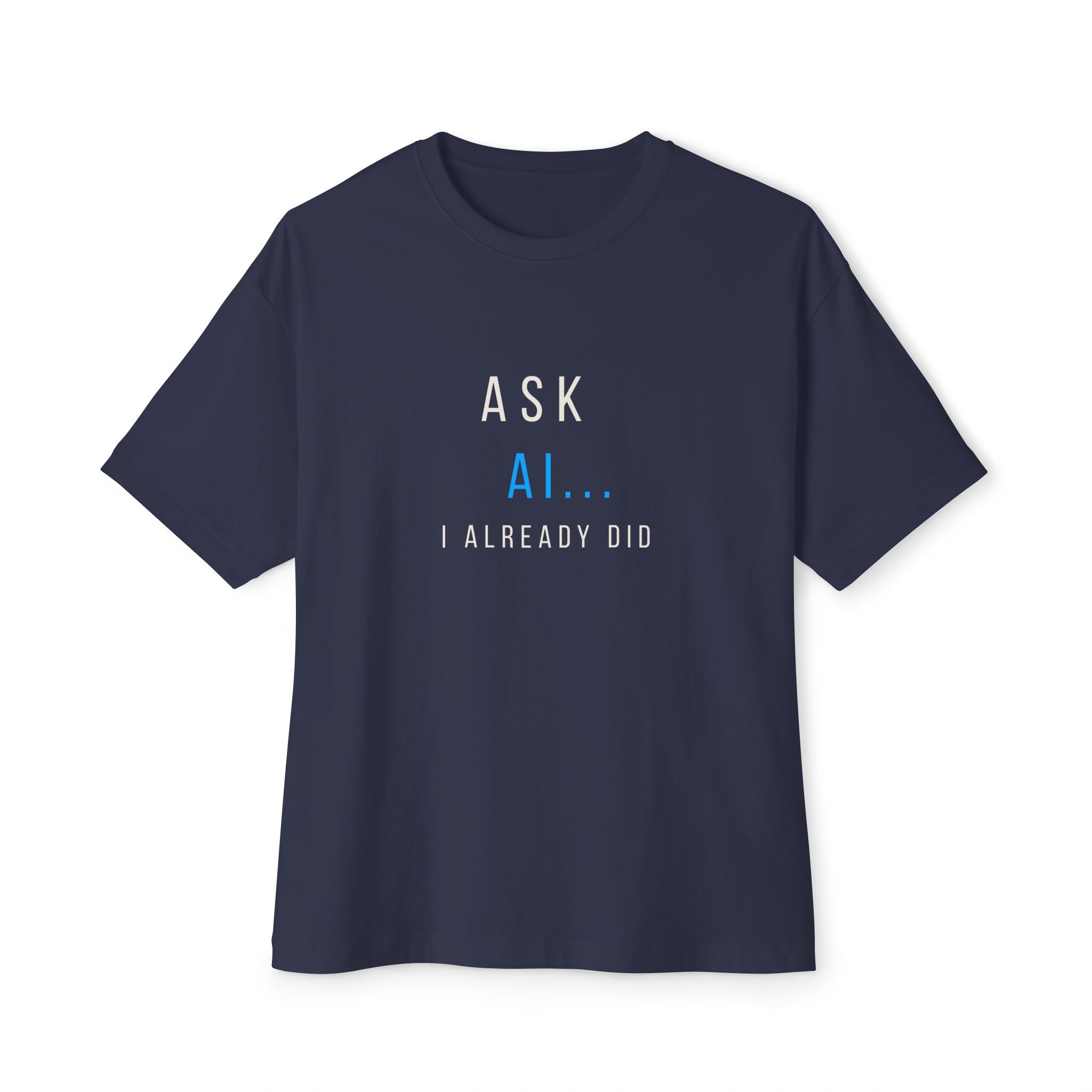 AI... Minimalist Graphic Tee — Oversized Boxy White T‑Shirt