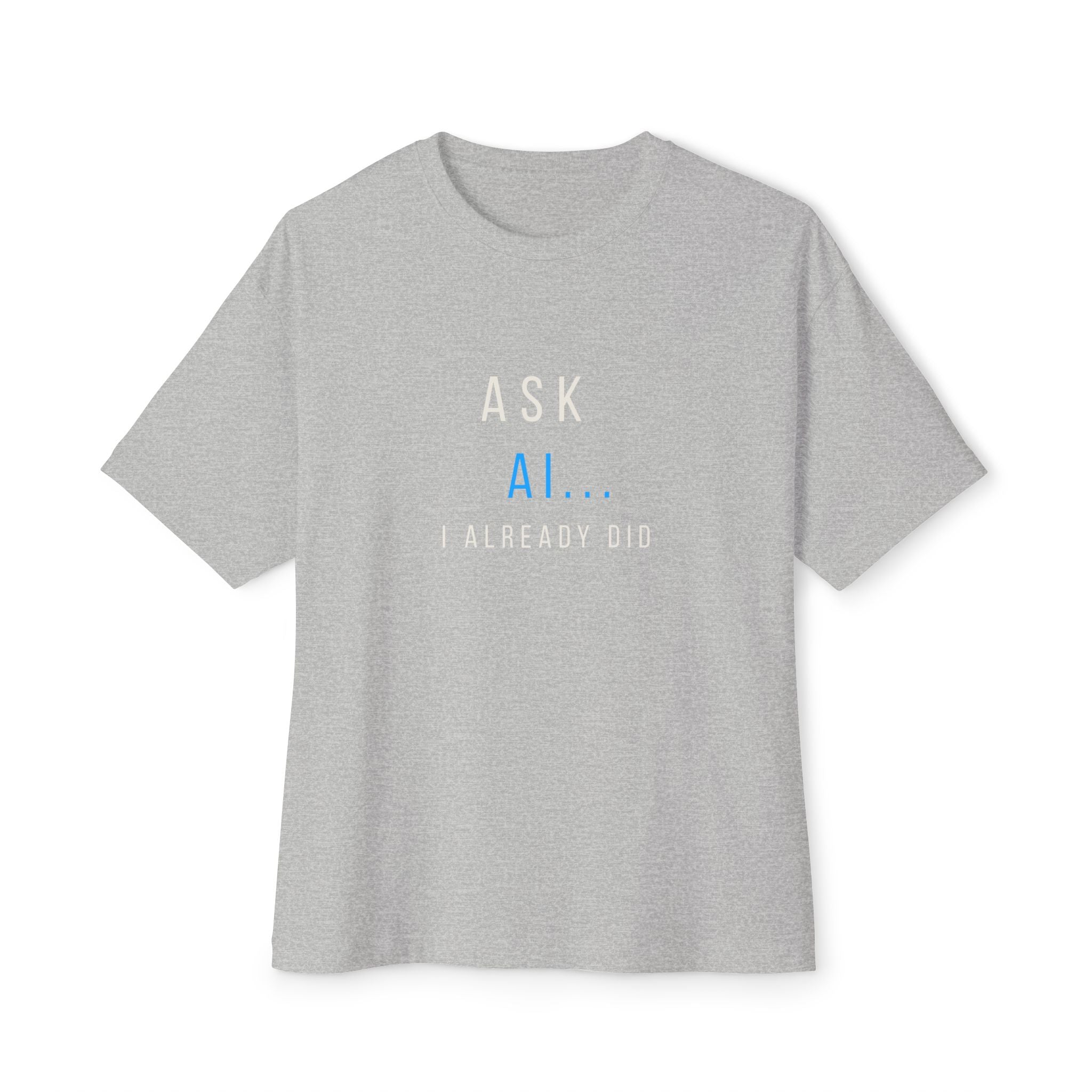 AI... Minimalist Graphic Tee — Oversized Boxy White T‑Shirt