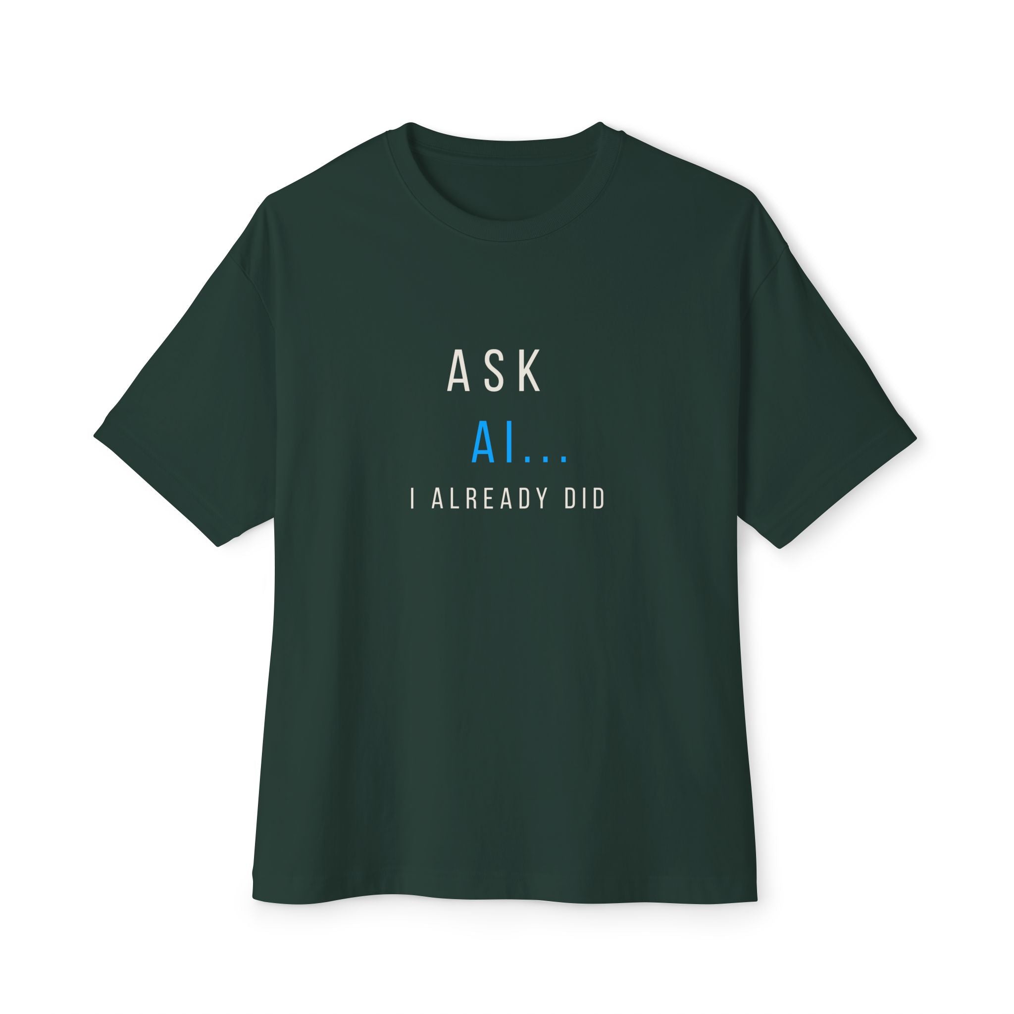 AI... Minimalist Graphic Tee — Oversized Boxy White T‑Shirt