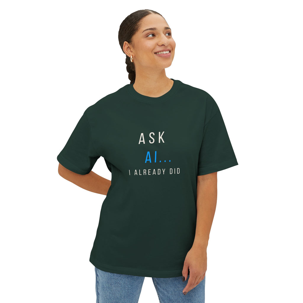 AI... Minimalist Graphic Tee — Oversized Boxy White T‑Shirt
