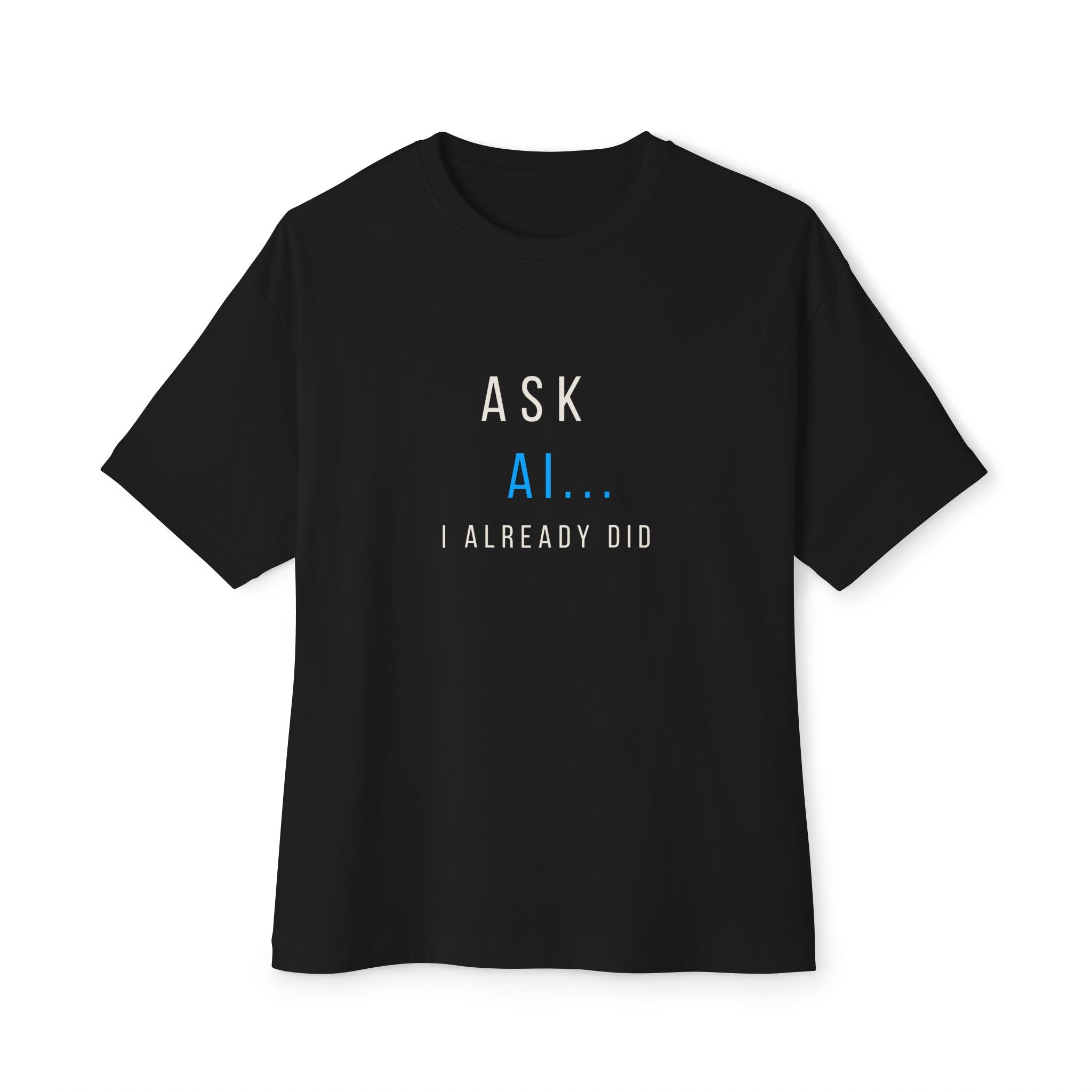 AI... Minimalist Graphic Tee — Oversized Boxy White T‑Shirt