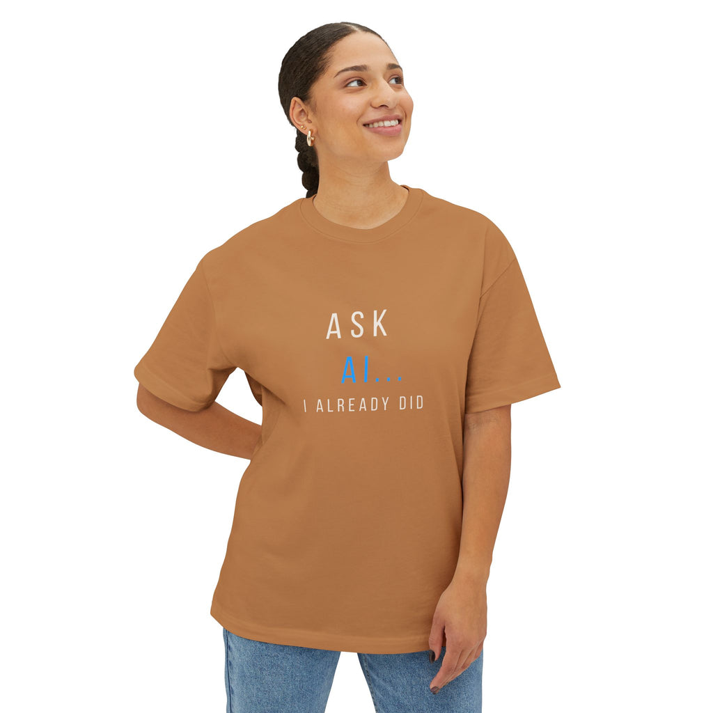 AI... Minimalist Graphic Tee — Oversized Boxy White T‑Shirt