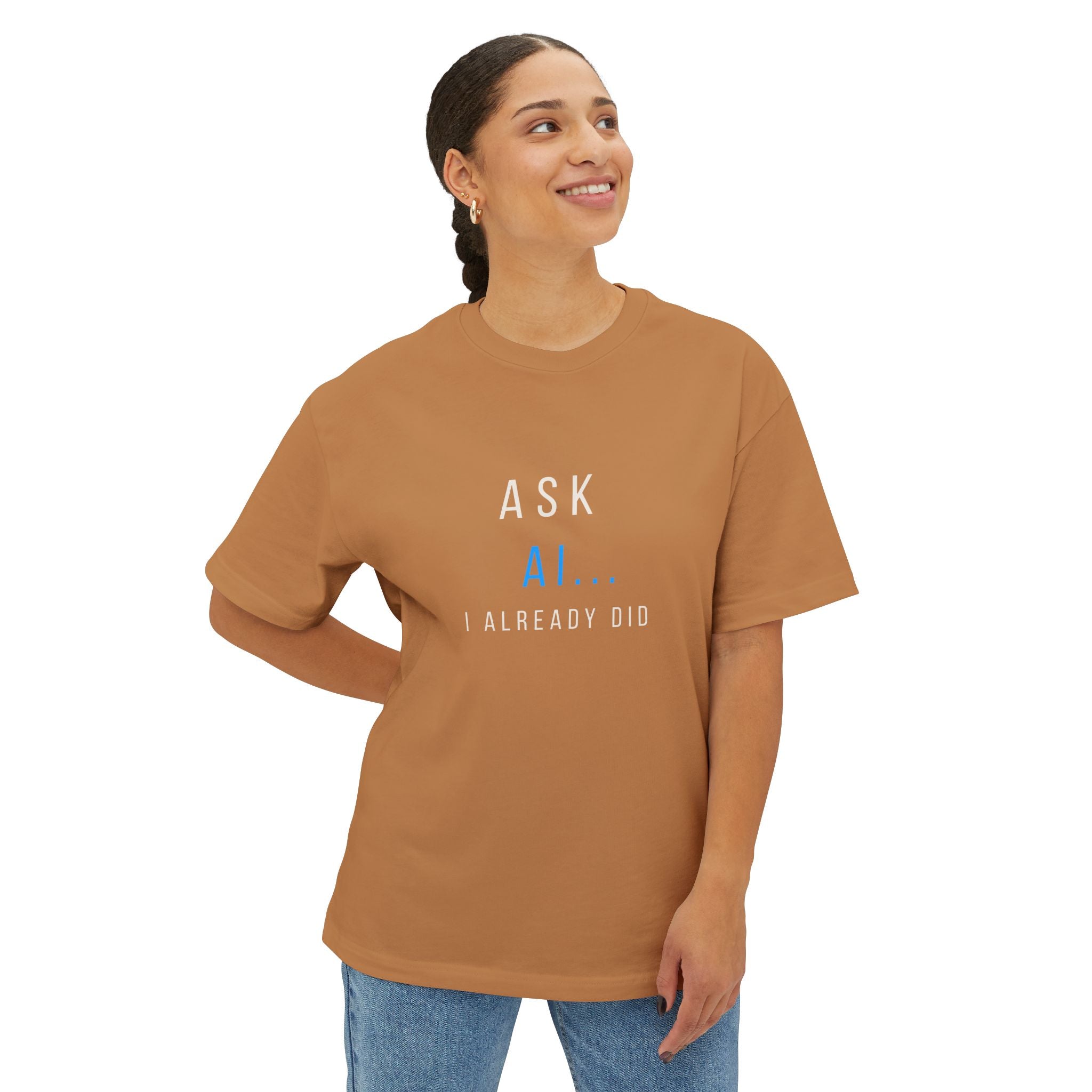AI... Minimalist Graphic Tee — Oversized Boxy White T‑Shirt